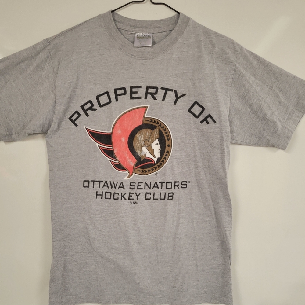 Vintage Ottawa Senators Hockey Club NHL Medium Gray Classic Alstyle T-Shirt